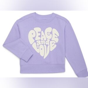 Wonder Nation Girls Peace & Love Crew Graphic Fleece Sweatshirt